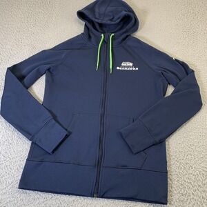 Nike Seattle Seahawks Sweater Mens Medium Full Zip Pockets NFL Therma-Fit Hooded